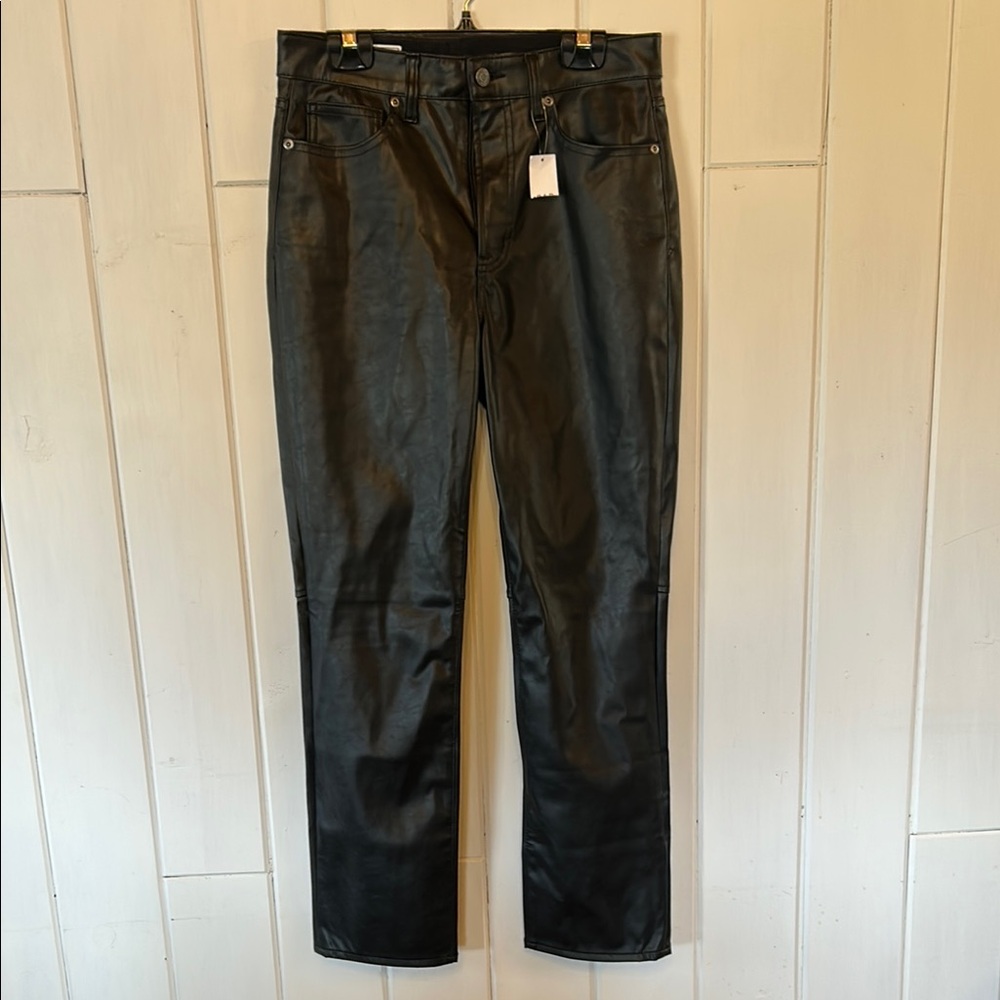 GAP Black Faux Leather High Rise Pants NWT